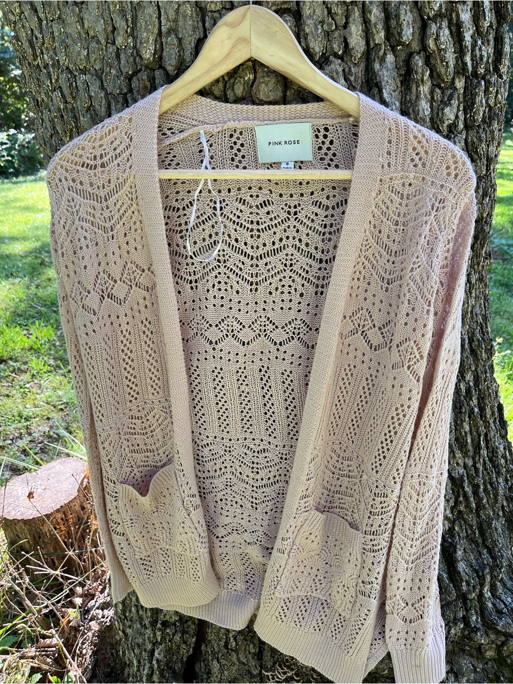 ⭐️Pink Rose Crocheted Cardigan in size S